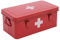 Xbopetda First Aid Medicine Box, First Aid Kit Supplies Bin, Metal Medicine Storage Tin, First Aid Empty Box with Safety Lock for Home Emergency Tool Set-Red