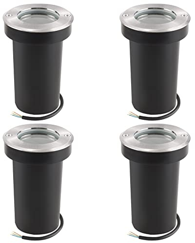 URing orientable Spot Exterieur encastrable au sol pour GU10, IP67 étanche LED Spot Terrasse Extérieur Spot de sol rond et praticable pour l’extérieur, 230V lampe de sol ronde pour Pelouse, Cour