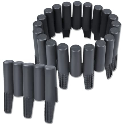 Froadp Borde Jardín de Césped Óptica de Madera Borde de Siega de Plástico con Piezas Entrelazadas 28x24cm Flexibles Césped Bordes para Parterres Céspedes Caminos de Jardín (11,2m, Antracita)