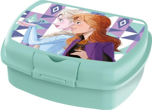 Tataway Sandwichera Disney Blue para niñas en plástico Frozen Elsa y Anna, útil para tomar un aperitivo fuera de casa