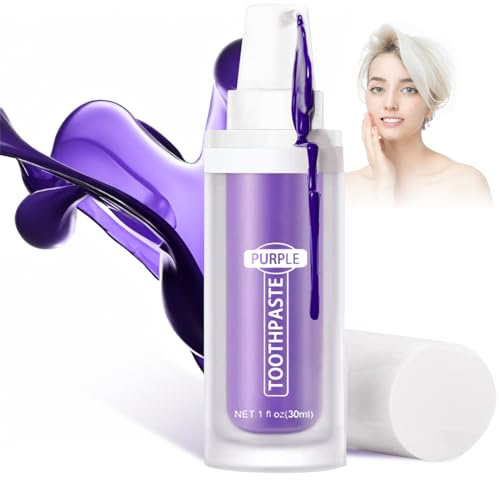Zahnaufhellung, Violette Zahncreme, Lila Zahnpasta für strahlend weiße Zähne, Effektive Fleckenentfernung durch Kaffee, Tabak, Gelbverfärbungen, Strahlendes Lächeln