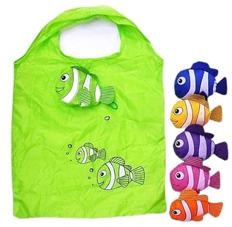 Norsenvia 6 Stücke Cartoon Fische Einkaufstasche Strandtasche Kinder Geschenktasche Faltbare Wiederverwendbare Wasserdicht Einkaufsbeutel Tragetasche