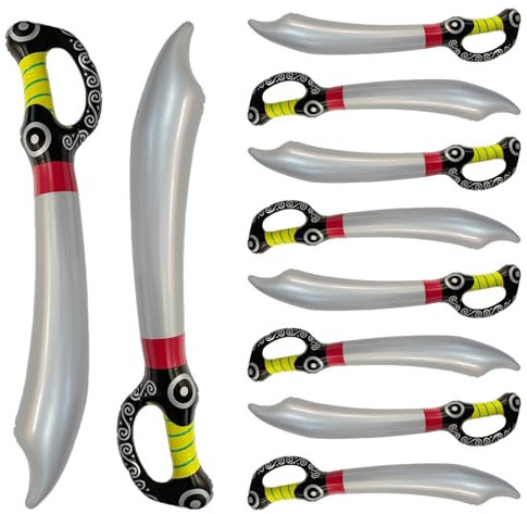 ZYEKIU 10 Pièces Épées Gonflables Jouet Épée, Couteaux de Gonflables Pirate, Epee Enfant, Deguisement Pirate, Epee Mousse pour La Fête de Cosplay, Halloween, Décorations de Thème (Type 2)