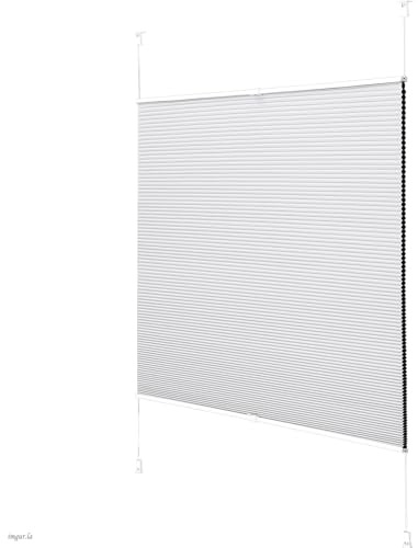 Joydeco Honeycomb Pleated Blind, No Drilling, Blackout Thermal Double Pleated Blind, Klemmfix Bicolour Pleated Blind, Sun Protection, Privacy Screen, Noise Protection, Roller Blind, White, 105 x 130