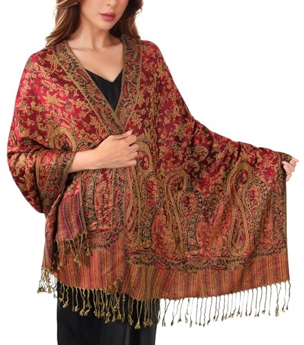 Lamca Pashmina Schal Damen, Elegant Weich Schultertuch Schal für Damen, Leicht Frauen Halstuch Stola mit Paisleymuster - Tuch Lang Damen