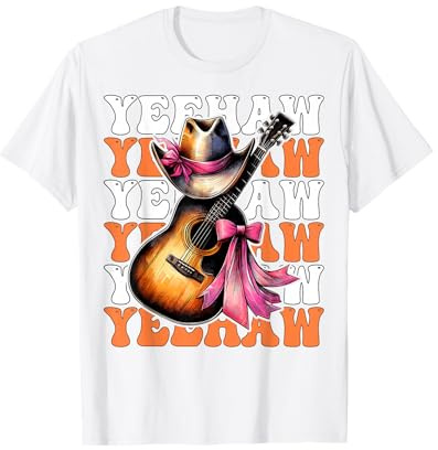 Yeehaw Guitare Western Southern Country Music Cowgirl T-Shirt