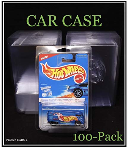 Protech SSCARS-2 Aufbewahrungs-/Display-Autokoffer für kardierte Hot Wheels, 10,8 cm B x 16,5 cm H x 3,2 cm T, 100 Stück