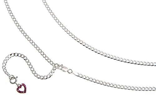 Silberketten Store Bauchkette Bikinikette Panzer mit Anhänger Herz rot - Länge wählbar 65-110cm - echt 925 Silber