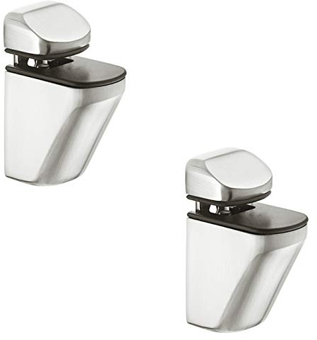 Gedotec Glasbodenträger Tablarträger Regalbodenträger Modell Serafin | Chrom poliert | Klemmtablarträger für Holz und Glas | Design Fachbodenträger für Tablardicke 4-25 mm | 2 Stück