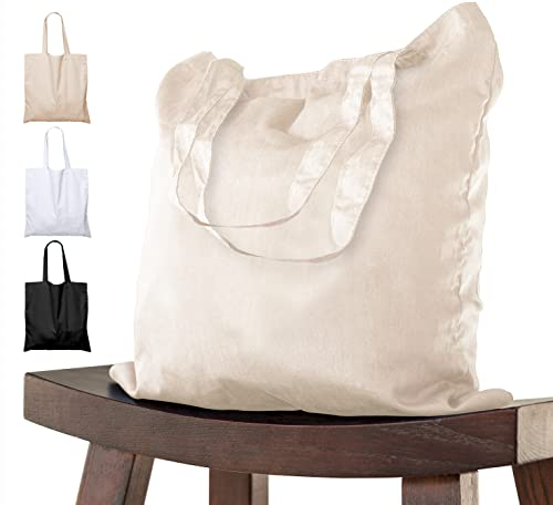 10 STÜCK Baumwolltasche 38x42 cm unbedruckt, zwei lange Henkel OEKO-TEX® zertifiziert Stofftasche, Tragetasche, Baumwollbeutel, Einkaufstasche, Jutebeutel, Stoffbeutel Einkaufsbeutel zum bemalen Natur