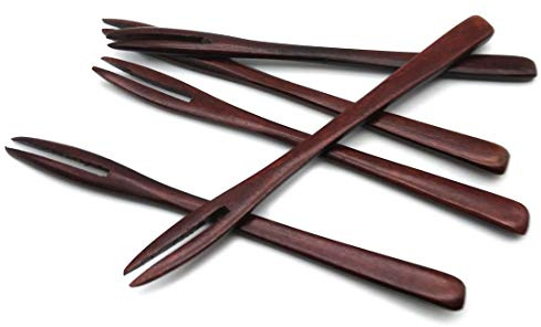 5 Pack Wooden Forks for eating Desserts, Chips, Snacks, Cereal, Salad, Fruit, Eco-friendly Japanese Wood Salad Dinner Fork Tableware Dinnerware for Kids Adult