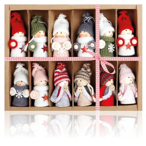 com-four® 12x Premium Weihnachtsbaum-Anhänger Engel - Christbaumschmuck - Feen-Figuren als Geschenkanhänger - schwedisch-skandinavische Deko-Trolle, Engel, Feen - Christbaum-Figuren