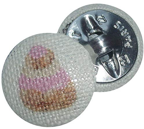 alles-meine.de GmbH Knopf - Muffin/Muffins - rosa - pink - 22 mm - Creme - wollweiß/Metall Knöpfe - mit Stoff bezogen - Trachtenknopf - Süßigkeiten Kuchen Essen Torte Gebäck ..