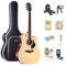 Rosen Chitarra acustica 4/4 Guitar 41 pollici Chitarra in per principianti Bundle con libro, borsa imbottita, corde, plettri, accordatore, chiave a brugola, tracolla, naturale