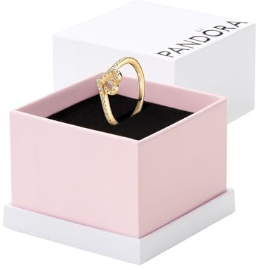 Pandora Timeless Ring Herz und Wishbone, 14-karätig vergoldet, mit klarem Cubic Zirkonia