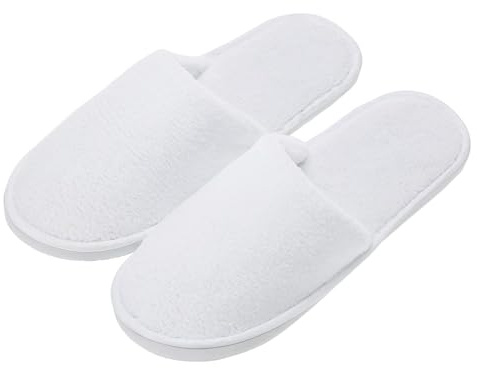 AhfuLife 5 pares de Zapatillas de Hotel Blancas Cerradas, Zapatillas de Esponja, Zapatillas de Spa, Zapatillas Desechables para Hombres y Mujeres, Juego de Zapatillas para Huéspedes Neutros (36)