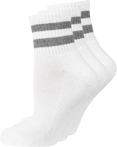Nur Die Unisex Sport Kurzsocken 3er Pack – Knöchelhohe Tennissocken aus Baumwolle (74%) – Gepolsterte Sohle, Retro Design Socken (3er Pack)