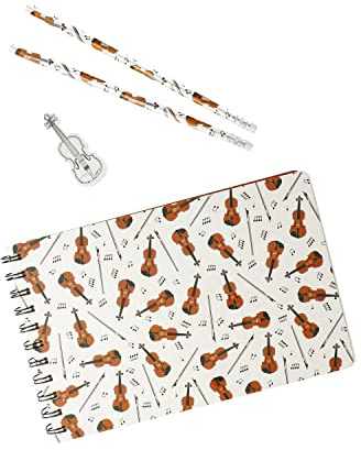 agifty Schreibset mit Mäppchen - Schönes Geschenk für Musiker (Geige)