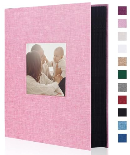 Artmag Fabric Photo Album 4x6 300 Large Capacity for Family Wedding Anniversary Linen Album Holds 300 Horizontal Photos (300 Pockets, Pink)