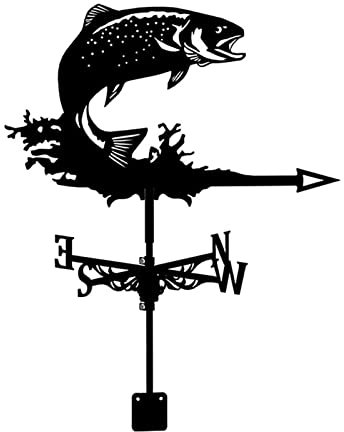 Segnavento da Giardino Segnavento Aereo Pesce for Le Bancenne, Bancomatiera Unica, Altezza Totale: 55 Cm, Lunghezza: 35 Cm, Peso: 0,5 kg - Fish Weathervanes