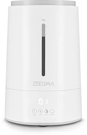 ZEEGMA Vers IONI Luftbefeuchter mit Luftionisierungs- und Aromatherapie-Funktion, 260 ml/h, Hygrometer, Luftfeuchtigkeitssensor, integrierter Timer, 4 Befeuchtungsmodi, energieeffizient