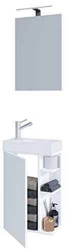 3-TLG Set | Waschplatz für Gäste WC | Gästebad Toilette | Waschtisch mit Spiegel | Badmöbel Badezimmer Set – Lumia