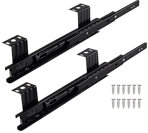 SAGIDAR Teleskopschiene Für Schubkästen, Kugelführung Vollauszug, Schublade Schienen 24cm/29cm, Gut Verarbeitet, 2 Stück Schwerlast Schubladenschienen, Schubladenführung Schwarz