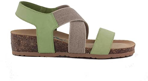 BioNatura donna, 12A998-I-NABLIM, pelle nabuk, lime, fasce elastiche, sandalo donna, altezza tacco 40 mm (numeric_41)