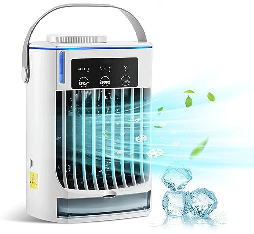 BAIYUN Enfriador Silencioso USB - 4 en 1 Aires Acondicionados Baratos Pared | Aparato De Aire Acondicionado con 500ml Tanque - 3 velocidades y 3 nieblas para el hogar, la Oficina, los Viajes
