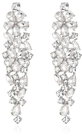 EleQueen Sparkle Marquise Rhinestone Crystal Statement Dangle Earrings for Women, Silver-Tone Clear Crystals Art Deco Prom Chandelier Jewelry for Wedding Bridal