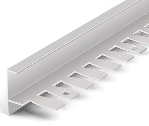 Raouoae Treppenkantenprofil 135CM*2 Stück Stufenkantenprofil F-Form Abschlussprofil Aus Aluminiumlegierung Für Treppenverkleidung Und Treppenrenovierung(Silver,M)