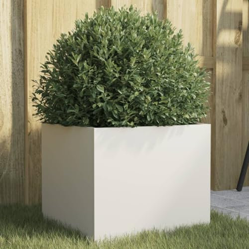 ZEYUAN Pflanzkübel Weiß 32x30x29 cm Kaltgewalzter Stahl, Blumentopf Gross, Blumenkasten Balkon, übertopf, Pflanzkasten, Flowerpot, Kräuterbeet Für Die Küche, Vertikalbeet - 841537