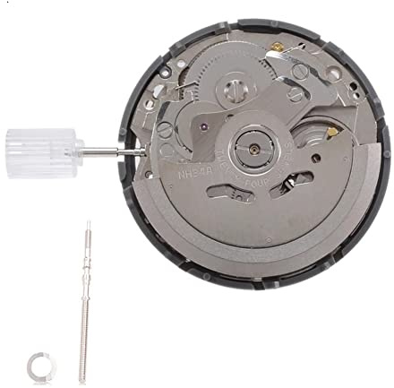 KEALBAUS NH34/NH34A rörelse + rörelseshandtag + GMT tidshjul fjäder 4 stift mekanisk klockrörelse, silver, SILVER