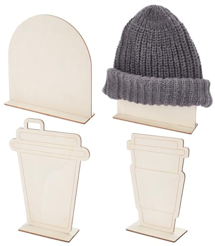 nbeads 4 Sätze Hutständer aus Holz, Form Einer Kaffeetasse Beanie Hüte Halter Display Stand Abnehmbarer Beanie-Hut-Halter-Organisator für Hut Display Zubehör