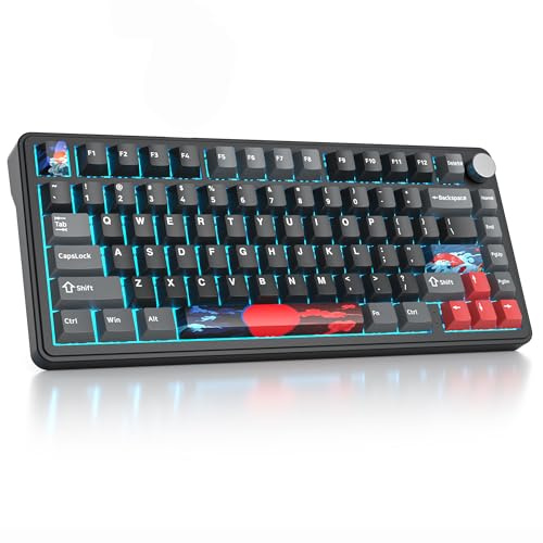 SbocKeeb 75% Prozent Tastatur Wireless mit Gasket, TKL Wireless Mechanische Gaming Tastatur Bluetooth/2.4 GHz/USB, America QWERTY, Vorgeschmierte Schalter für PC Mac Win,M75-Shadow Red