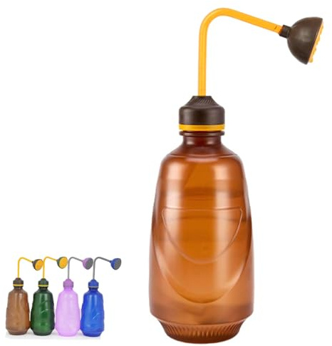 Emyimom Irrigatore a spruzzo, 450 ml, ugello 2 in 1, annaffiatoio per la coltivazione e l'irrigazione di piantine (marrone)
