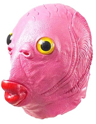 Swtgaah Maschera di pesce divertente - Maschera mostruosa - Maschera con testa di pesce verde - Perfetta per Natale e Halloween (rosa)