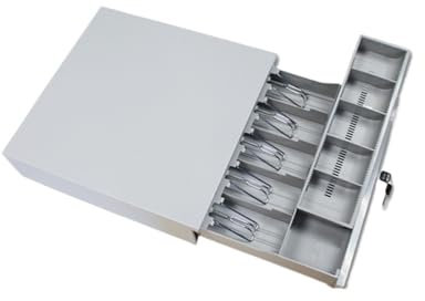 Registrierkasse, Geldkassette, Kassenschublade, Supermarktkasse, mit Schloss, fünf unabhängig voneinander nutzbare Geldkassetten, für Einzelhandel & Gastronomie All-in-One-System(White)