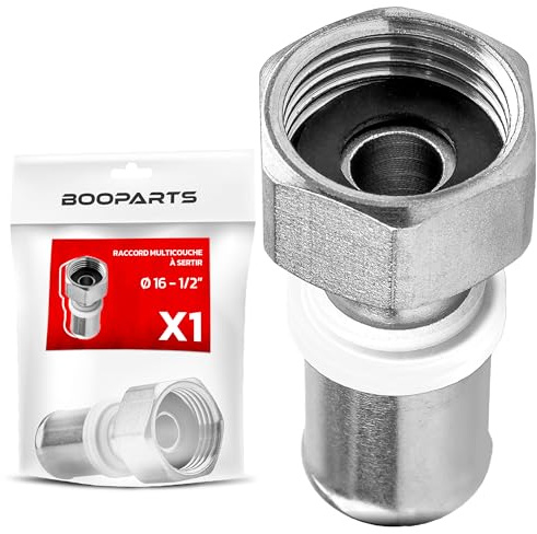 BOOPARTS – 1 Pièce – Raccord Multicouche Tournant à Sertir Ø16–F1/2 (15/21) | Union Femelle Contour TH | Raccord Plomberie Étanche et Durable pour Tuyaux Multicouches PEX PER Composites