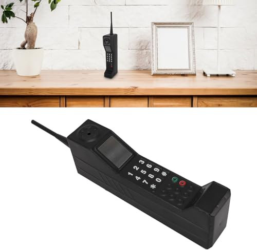 Tyenaza Retro Brick Cell Phone Ornament, 90s Phone Prop Old Fashioned Portable Shooting Props Vintage Brick Decor Iron Vivid Cellphone Model for Photography Movie Scene (Black)