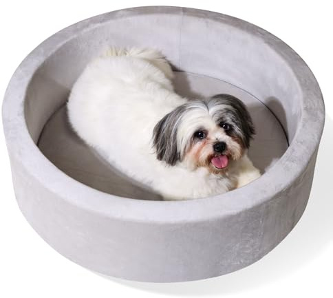 COZYTRAUM Bällebad für Haustiere, 68 cm, rund, Schaumstoff, weich, geeignet für kleine Hunde und Katzen, Grau – ideal für Welpen und Kätzchen