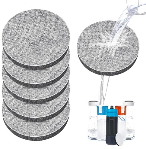 Lot de 6 filtres de rechange Micro Disc pour bouteilles filtrantes Bri-TA Fill and Go - Carafes - Filtre à eau à charbon actif - Pour les déplacements - Filtre le chlore et les bactéries lors de la