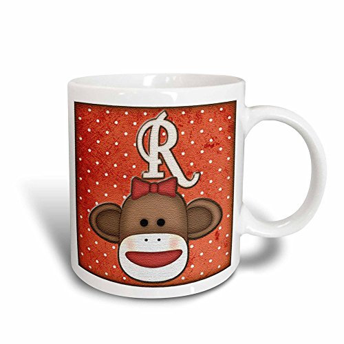 Tazze Da Tè Vintage Tazza Da Caffe 330Ml, Cute Sock Monkey Girl Initial Letter R Tazzine Da Caffè Particolari Per Festa Della Mamma Donna Nonna