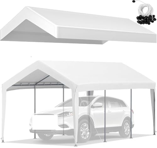 MDYTPT 10 X 20 Ft Carport Replacement Canopy Cover, Ripstop Triple-Layer PE Fabric Garage Top Tarp Shelter
