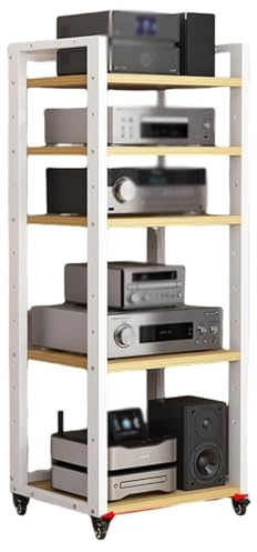 Audio Rack Hifi Shelf 5-stufiger Medienständer-Regal, Aufbewahrung für Unterhaltungs-Stereokomponenten Audio Tower Rack, Eck CD TV Media Player Ständer for Lautsprecher Mischpulte Projektoren(C)