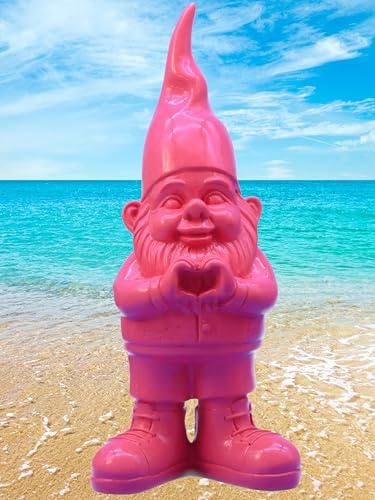 Pommerntraum ® | GartenDeko WohnDeko Dekorationsfigur Gartenzwerg Zwerg Zwergenfigur DesignerZwerg Pop-Art-Zwerg (Pink - 30 cm - mit Herz)