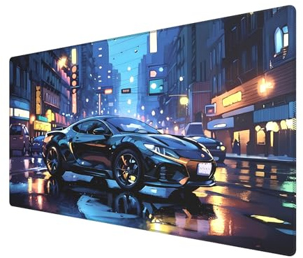 BHHB Alfombrilla de ratón XXL para Juegos de Velocidad 800 x 450 mm, Tapete Escritorio, Mouse Pad, Alfombrilla Ratón Gaming Impermeable Antideslizante Alfombrilla Ratón Gaming para Gamer-Auto