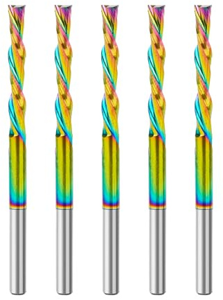 SpeTool 5 spiralfräs 3,1 mm skaft Upcut 22 mm skärlängd spiralfräs med DLC-beläggning CNC-fräs för överfräs 2 flöjter spårfräs VHM skaftfräs träfräs långhålsfräs trä router bit