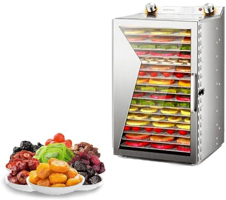 EPIKNOWEE Sèche-Électrique Alimentaire, Déshydrateur pour Friandises Chiens avec Design Multi-Plateaux Acier Inox, Minuterie et Contrôle Température Intelligent pour Cuisine(18-Tray)