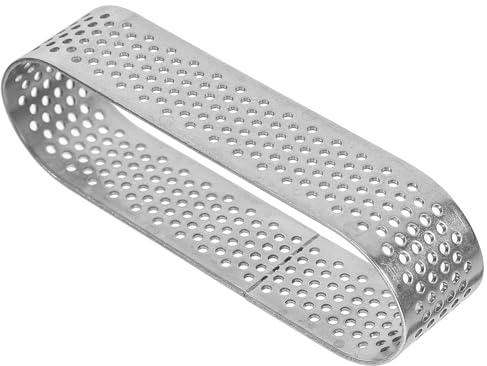 IMIKEYA Perforated Mousse Ring Oval Tartlet Mold 9.4cm Stainless Steel with Easy Release and Convenient Use for Baking Fruit Quiches and Desserts